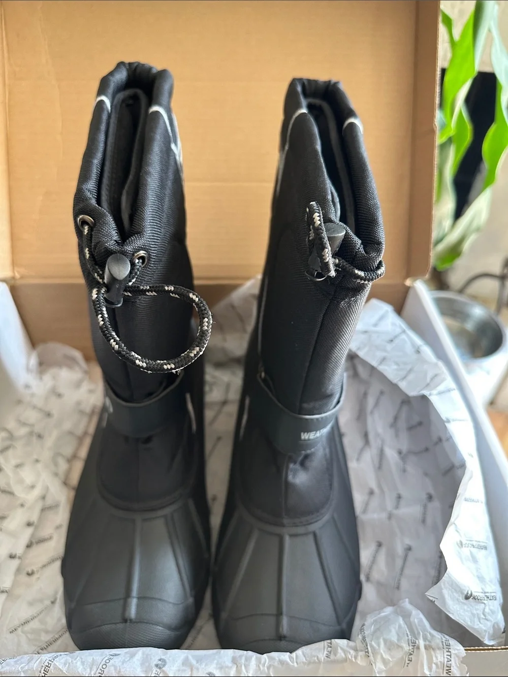 Weatherproof Men's Black Snow & Rain Boots with Reflective Trim